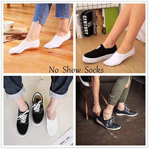 FALARY Calcetines Mujer Hombre 10 Pares Cortos Calcetines Invisibles tobillero Algodon Silicona Antideslizante Verano-blanco-3942
