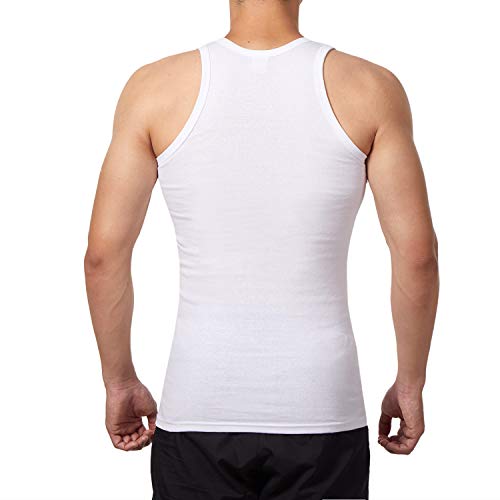 FALARY Camiseta de Tirantes para Hombre Pack de 5 de Algodón 100% más Colores Blanco L