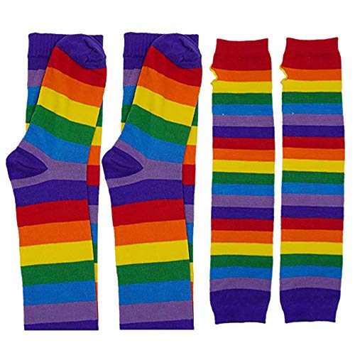 Falda de Tutu Mujer,SHOBDW Fiesta De Cumpleaños para Adultos Arco Iris Regalo Rendimiento Traje de Baile Guantes Largos Muslo Medias Altas Pettiskirt Set de Accesorios(A)