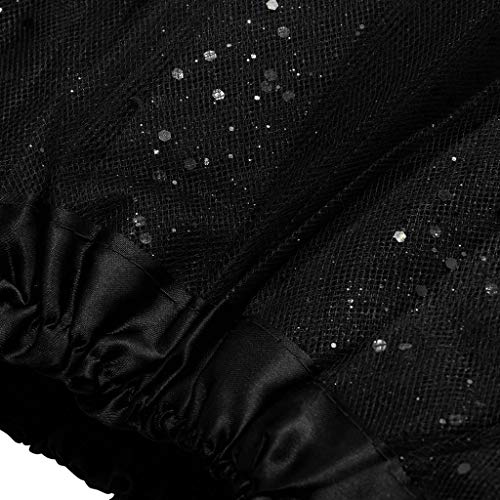 Falda de Tutu Mujer,SHOBDW Niños Princesa Pettiskirt Regalo de cumpleaños Sólido Paillette Elástico 3 Capas Fluffy Mini Falda Corta Adulto Rendimiento Traje Baile Falda(Negro)