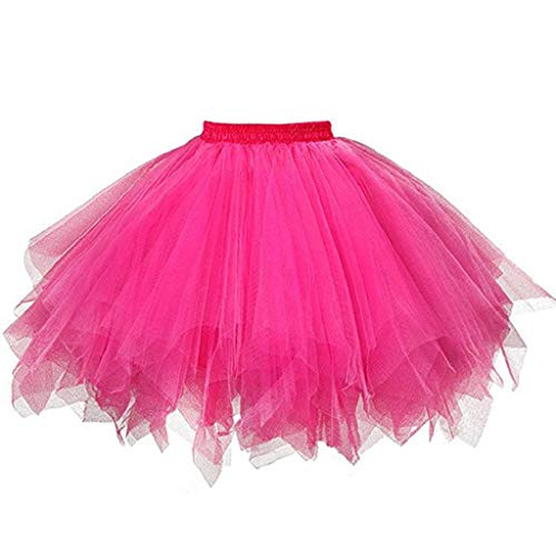 Falda de Tutu Mujer,SHOBDW Pettiskirt Sólido Gasa Plisada Falda Corta Vestidos de Baile Regalos de Cumpleaños Traje Rendimiento Adulto Tutu Baile Falda(Rosa)