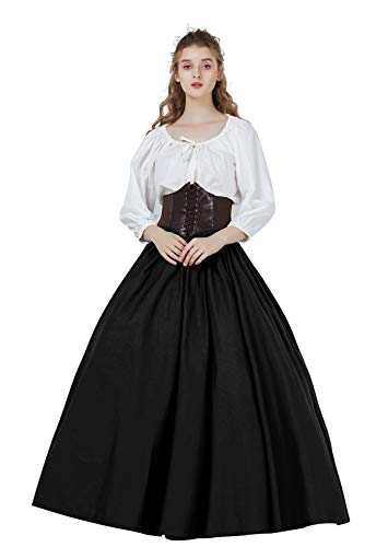 Falda Larga Mujer Algodón Vintage Falda Medieval Bohemio de Verano Renacentista Gitana Gótico Victoriana Cosplay Costume Ropa de Playa