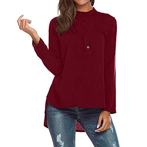 FAMILIZO Camisas Mujer Elegantes Tallas Grandes, Camisetas Mujer Verano Tops Mujer Primavera Camisetas Mujer Largas Camisetas Mujer Manga Larga Algodon Tallas Grandes Mujer Fiesta Blusas (2XL, Rojo)