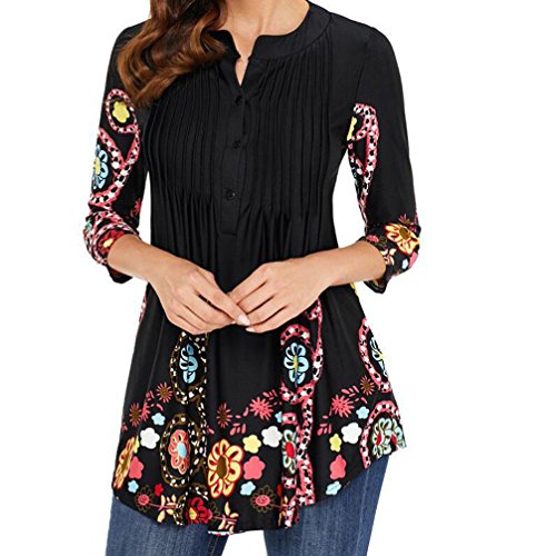 FAMILIZO Camisas Mujer Largas Camisetas Mujer Verano Tops Mujer Primavera Camisetas Mujer Largas Camisetas Mujer Manga Larga Algodon Tallas Grandes Mujer Fiesta Blusas Mujer Fiesta (L, Negro)