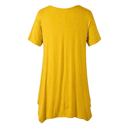 FAMILIZO Camisetas Mujer Verano Blusa Mujer Elegante Camisetas Mujer Largas Manga Corta Algodón Camisetas Mujer Fiesta Camisetas Originales Camisetas Mujer Blancas Tallas Grandes (S, Amarillo)