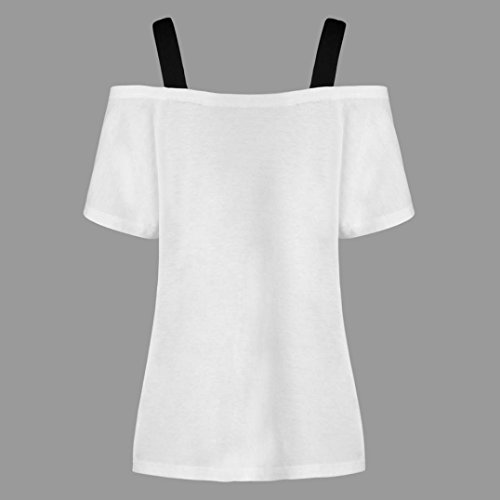 FAMILIZO Camisetas Mujer Verano Blusa Mujer Elegante Camisetas Mujer Manga Corta Algodón Camiseta Mujer Camisetas Mujer Fiesta Camisetas Sin Hombros Mujer Camisetas Mujer Tallas Grandes (M, Blanco)
