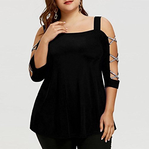 FAMILIZO Camisetas Mujer Verano Blusa Mujer Elegante Camisetas Mujer Manga Corta Algodón Camiseta Mujer Camisetas Mujer Fiesta Camisetas Sin Hombros Mujer Camisetas Mujer Tallas Grandes (2XL, Negro)