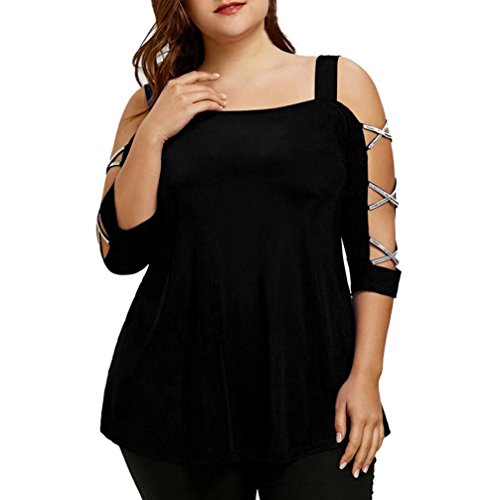 FAMILIZO Camisetas Mujer Verano Blusa Mujer Elegante Camisetas Mujer Manga Corta Algodón Camiseta Mujer Camisetas Mujer Fiesta Camisetas Sin Hombros Mujer Camisetas Mujer Tallas Grandes (2XL, Negro)