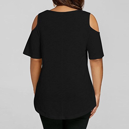 FAMILIZO Camisetas Mujer Verano Blusa Mujer Elegante Camisetas Mujer Manga Corta Algodón Camiseta Mujer Camisetas Mujer Fiesta Camisetas Sin Hombros Mujer Camisetas Mujer Tallas Grandes (4XL, Negro)