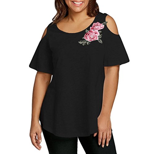 FAMILIZO Camisetas Mujer Verano Blusa Mujer Elegante Camisetas Mujer Manga Corta Algodón Camiseta Mujer Camisetas Mujer Fiesta Camisetas Sin Hombros Mujer Camisetas Mujer Tallas Grandes (5XL, Negro)