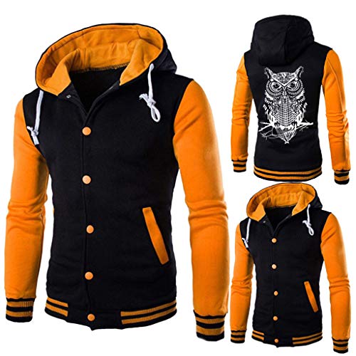 FAMILIZO Hombres Moda Invierno Ropa De BéIsbol Invierno Sudadera con Capucha Sudadera Capa Sobretodo (XXL, Amarillo)