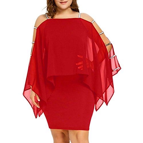 FAMILIZO -Vestidos De Fiesta Mujer Largos Elegantes Vestidos Largos De Fiesta Mujer Tallas Grandes Vestidos Manga Corta Mujer Vestidos Gasa Mujer Vestidos Mujer Verano Largo (4XL, Rojo)