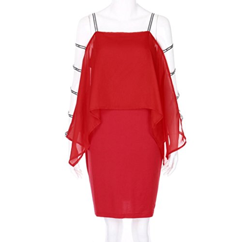 FAMILIZO -Vestidos De Fiesta Mujer Largos Elegantes Vestidos Largos De Fiesta Mujer Tallas Grandes Vestidos Manga Corta Mujer Vestidos Gasa Mujer Vestidos Mujer Verano Largo (4XL, Rojo)