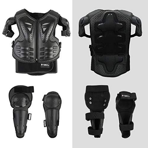 Fansport 5 Piezas Motos Ropa Protectora Niños,Rodillera Transpirable Protector de Pecho Equipo de protección para Motocross,Ciclismo,Esquí,Patinaje