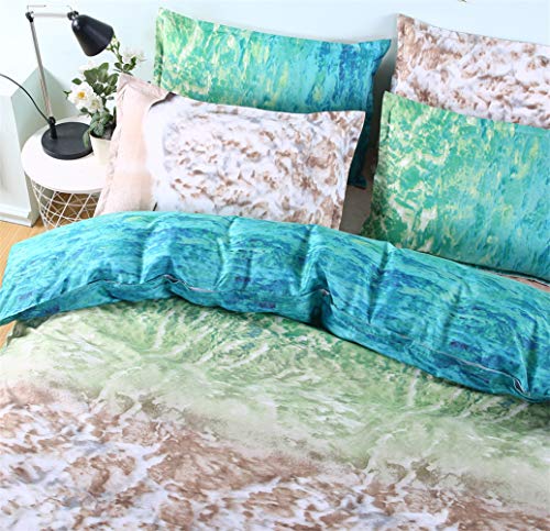 Fansu Juego de Ropa de Cama 3 Piezas Poliéster Microfibra Fresco Estilo Juego de Fundas de Edredón Incluye 1 Funda Nórdica y 2 Funda de Almohada (Cama 150/160-220x240cm,Playa Verde)