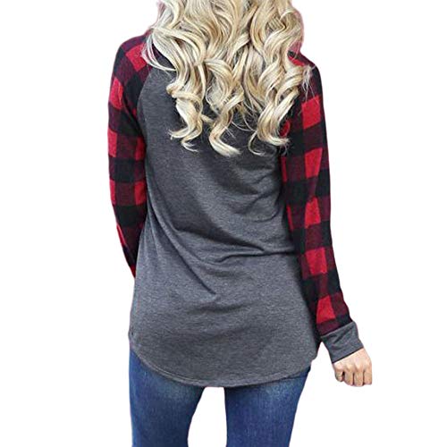 Fansu Sudadera de Manga Larga con Cuello Redondo para Mujer - Chica Juventud Sudaderas Sin Capucha Otoño e Invierno - Papá Noel Estampadas Casual Anchas Sweatshirt Pullover (Rojo A,S)
