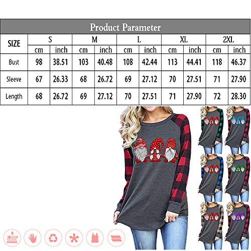 Fansu Sudadera de Manga Larga con Cuello Redondo para Mujer - Chica Juventud Sudaderas Sin Capucha Otoño e Invierno - Papá Noel Estampadas Casual Anchas Sweatshirt Pullover (Rojo A,S)