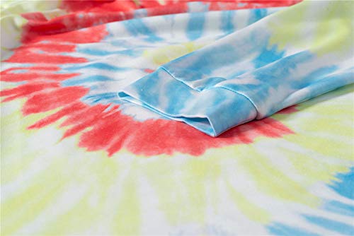 Fansu Sudadera de Manga Larga con Cuello Redondo para Mujer - Tie Dye Estampadas Sudaderas Sin Capucha Otoño e Invierno Juventud Casual Anchas Sweatshirt Pullover (S,Rosado)