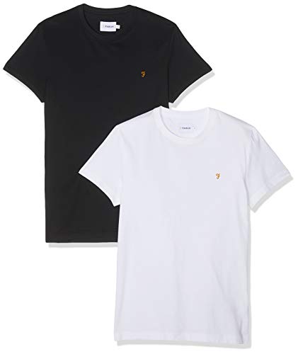 Farah Vintage Farris Twin Pack Camiseta, Blanco (White/Black 984), XX-Large para Hombre