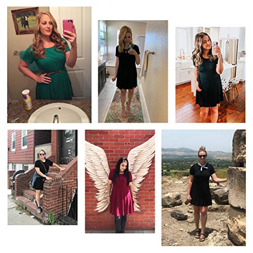 FARCHAT Vestidos Mujer Suelto Casual de la Camiseta Cuello Redondo Vestido Ejercito Verde XL