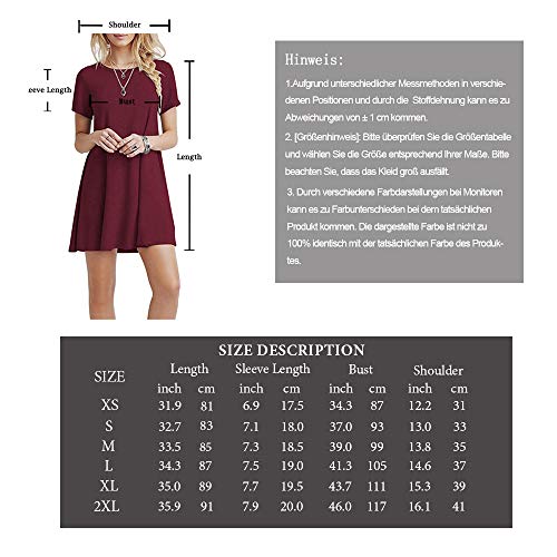 FARCHAT Vestidos Mujer Suelto Casual de la Camiseta Cuello Redondo Vestido Ejercito Verde XL