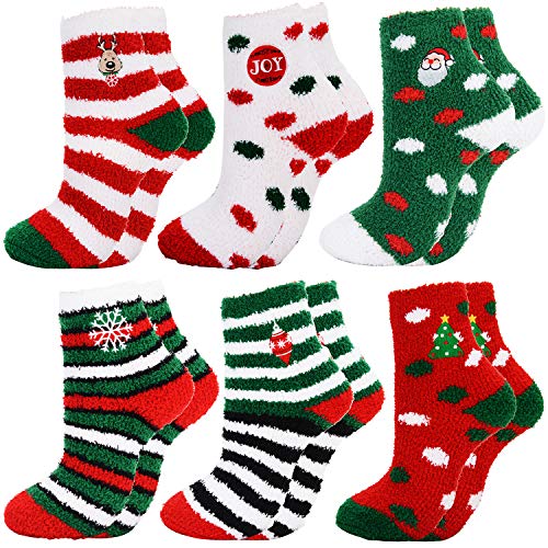 Fascigirl Calcetines de Navidad 6 Pares Calcetines Navidad Mujer Calcetines Termicos Mujer Invierno Calcetines Señora Navidad Calcetines para Niña Regalo Navidad