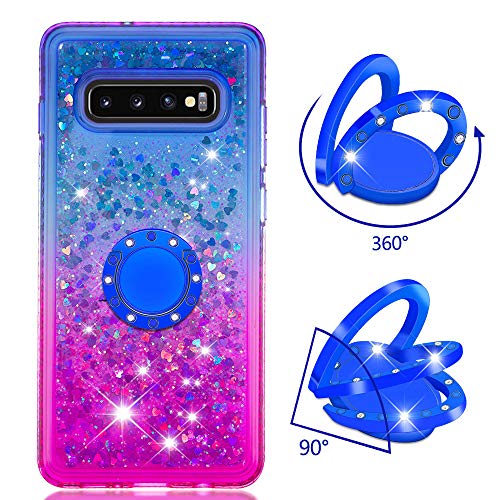 FAWUMAN Funda Samsung Galaxy S10+/S10 Plus con Anillo Soportee,Silicona Purpurina Carcasa,Transparente Antichoque Cristal Bumper Telefono Fundas Case Cover