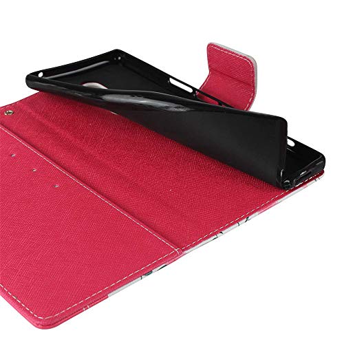FAWUMAN Funda Sony Xperia XZ4,Funda Piel TPU+PU,Soporte Plegable, Ranuras para Tarjetas y Billetes, Estilo Libro, Magnético Cerrado Caja del teléfono móvil con cordón - Rojo