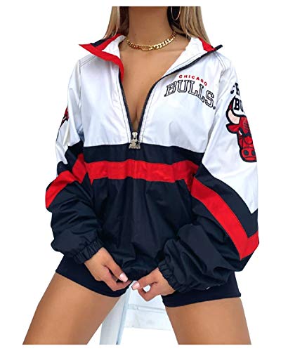 FDRYA Bulls Baloncesto Pullover con Capucha para Mujeres, Sudadera de Baloncesto Abrigo fanáticos de Uniforme Camisetas de Entrenamiento para Casos Informales, camionetas White1-M