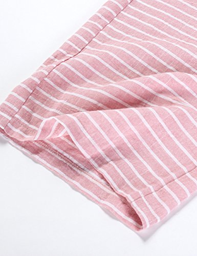 FeelinGirl Mono Largo Mujer Verano O Jumpsuit Cintura Alta con Bosillo Cuello Redondo Rojo XXL