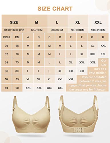 FeelinGirl Sujetador de Maternidad para Mujer sin Hilo ni Costura para Lactancia Conjuntos de Lencería M Negro+Beige/2 Piezas 70A-75E