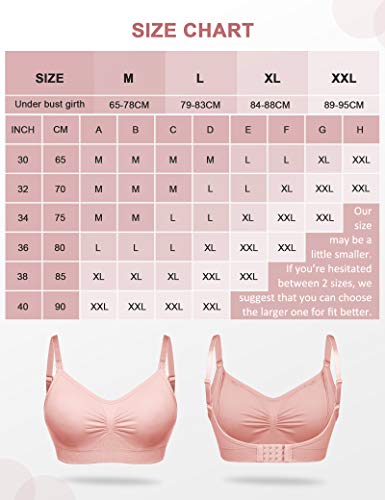 FeelinGirl Sujetador de Maternidad para Mujer sin Hilo ni Costura para Lactancia Conjuntos de Lencería XL Negro+Beige+Rosa/3 Piezas 90A-95E