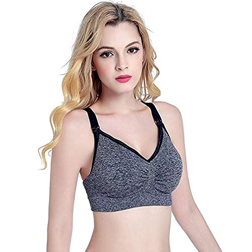 FeelinGirl Sujetador de Maternidad para Mujer - Sujetador de Lactancia 2/3 Piezas sin Hilo ni Costura Conjuntos de Lencería XL Gris Oscuro+Gris+Rosa/3 Piezas 100A-105E