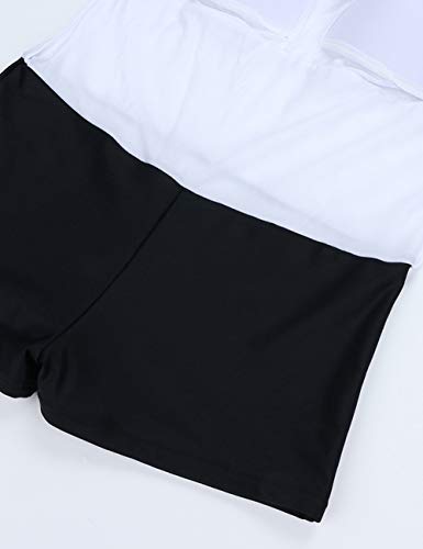 FeelinGirl Traje de Baño de 1 Pieza - Mujeres Tankini Vestido Estampado Floral Talla Grande Bañador Tirantes Ajustables Negro M:Talla-40