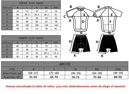 Feilaxleer Ropa Ciclismo Otoño/Invierno/Primavera para Hombre y Mujer - Ciclismo Maillot MTB de Manga Larga y Culotte Pantalones Acolchado 3D (Punto,L)