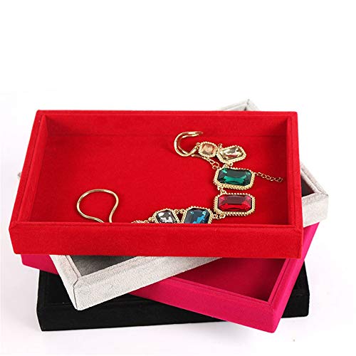 Feixunfan Caja de Joyería 2 Apilable Bandeja De Joyas Pantalla Configurada Collar Pulsera Anillo Showroom Regalo para Niñas Madre Mujeres (Color : Red, Size : 20 * 15 * 3CM)