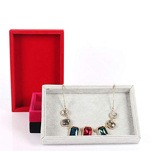 Feixunfan Caja de Joyería 2 Apilable Bandeja De Joyas Pantalla Configurada Collar Pulsera Anillo Showroom Regalo para Niñas Madre Mujeres (Color : Red, Size : 20 * 15 * 3CM)