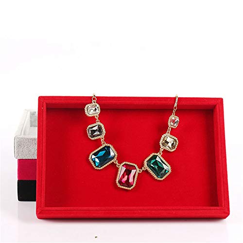 Feixunfan Caja de Joyería 2 Apilable Bandeja De Joyas Pantalla Configurada Collar Pulsera Anillo Showroom Regalo para Niñas Madre Mujeres (Color : Red, Size : 20 * 15 * 3CM)