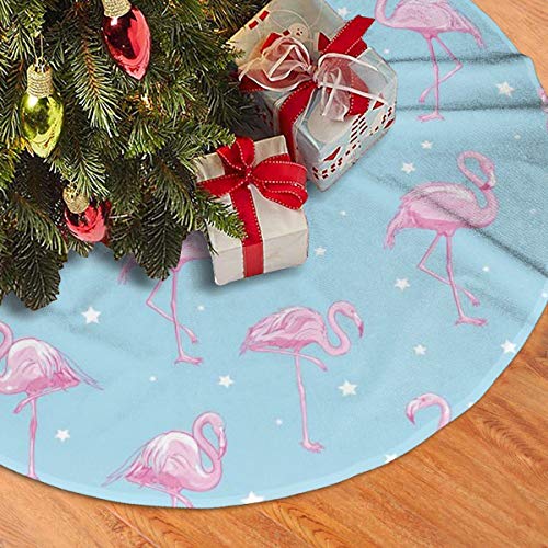 FENTINAYA Falda de árbol de Navidad, tapetes de Falda de árbol con diseño de patrón de Flamenco para decoración navideña (30 Pulgadas)