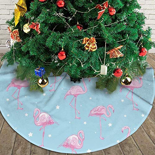 FENTINAYA Falda de árbol de Navidad, tapetes de Falda de árbol con diseño de patrón de Flamenco para decoración navideña (30 Pulgadas)