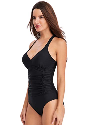 FEOYA - Bañador Mujer una Pieza Deportivo Anticloro para Natación Piscina Sexy Ropa de Natación Mujer Reductor Barriga Elástica Taje de Baño Profesional