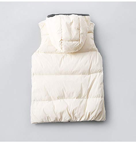 FFFZW Plumas Chaquetas Sin Mangas Mujer,Calentar Down Coat Encapuchado Ligero Chaleco Guateado Grueso Corto Zip Gilet para Damas Niñas Subir Al Aire Libre En Invierno,Viajes,L Beige