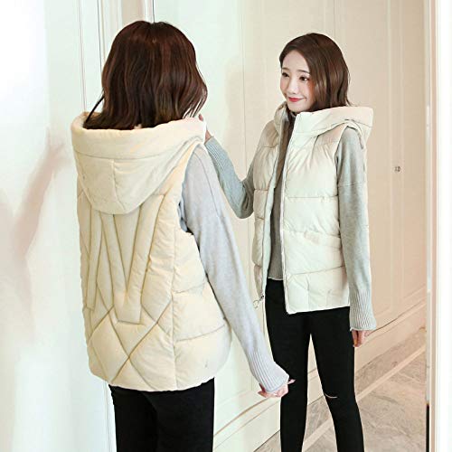 FFFZW Plumas Chaquetas Sin Mangas Mujer,Calentar Down Coat Moda Capucha Chaleco Acolchado Ligero Corto Grueso Slim Gilet para Damas Niñas Subir Al Aire Libre En Invierno,Viajes,3XL Beige