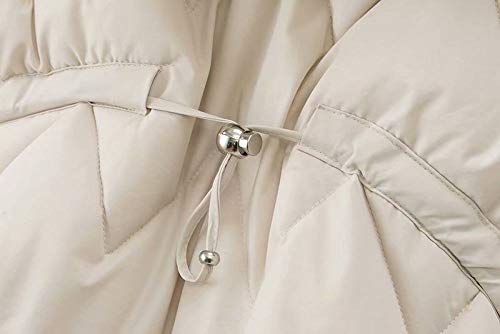 FFFZW Plumas Chaquetas Sin Mangas Mujer,Calentar Down Coat Moda Capucha Chaleco Acolchado Ligero Media Larga Slim Gilet para Damas Niñas Subir Al Aire Libre En Invierno,Viajes,L Beige
