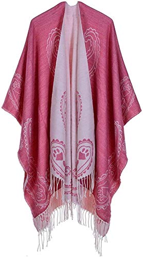 FFLQWQ0 Bufanda borla de moda Otoño Invierno bufanda rosa de diseñador para mujer estilo nacional clásico Cachemira chal cálidoMantener calienteacogedor abrigos largos