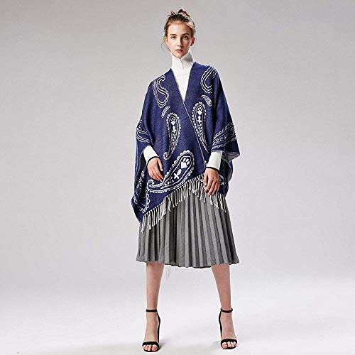 FFLQWQ0 Bufanda Borla de moda Otoño Invierno Diseñador Bufanda marrón Mujeres Estilo clásico nacional Cachemira Mantón cálidoMantener calienteacogedor Abrigos largos