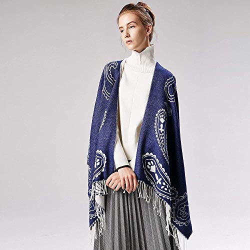 FFLQWQ0 Bufanda Borla de moda Otoño Invierno Diseñador Bufanda marrón Mujeres Estilo clásico nacional Cachemira Mantón cálidoMantener calienteacogedor Abrigos largos