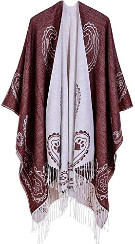 FFLQWQ0 Bufanda Borla de moda Otoño Invierno Diseñador Bufanda marrón Mujeres Estilo clásico nacional Cachemira Mantón cálidoMantener calienteacogedor Abrigos largos