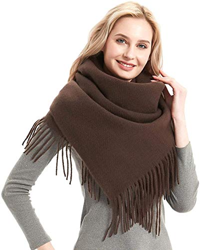 FFLQWQ0 Bufanda bufanda marrón de invierno, bufandas de Cachemira de diseño de moda para mujer, chales gruesos cálidosMantener calienteacogedores, regalo creativo para mujer