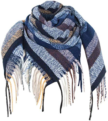FFLQWQ0 Bufanda Bufanda Moda Invierno Mujer Colorido Bufanda Azul Marino Casual Borla Cuadrada CálidaMantener calienteAcogedora Bufanda Chal Regalo Creativo